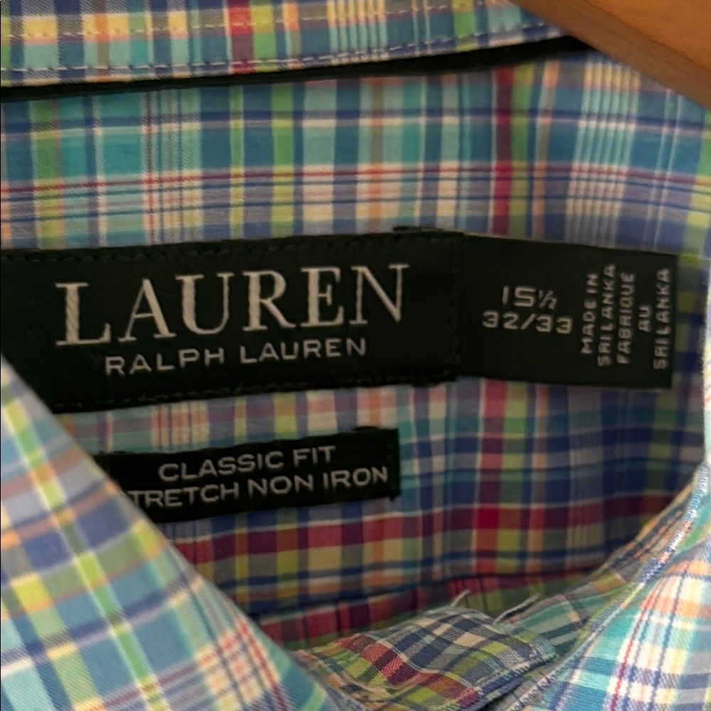 Ralph Lauren Classic Fit Spring Plaid No Iron Casual Button Down Shirt Fresh! - Picture 2 of 6